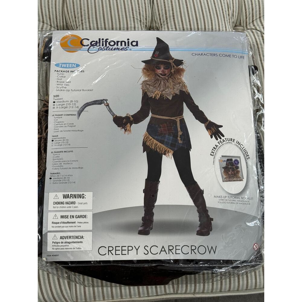 NEW! Creepy Scarecrow California Costumes Halloween Tween Medium 8-10